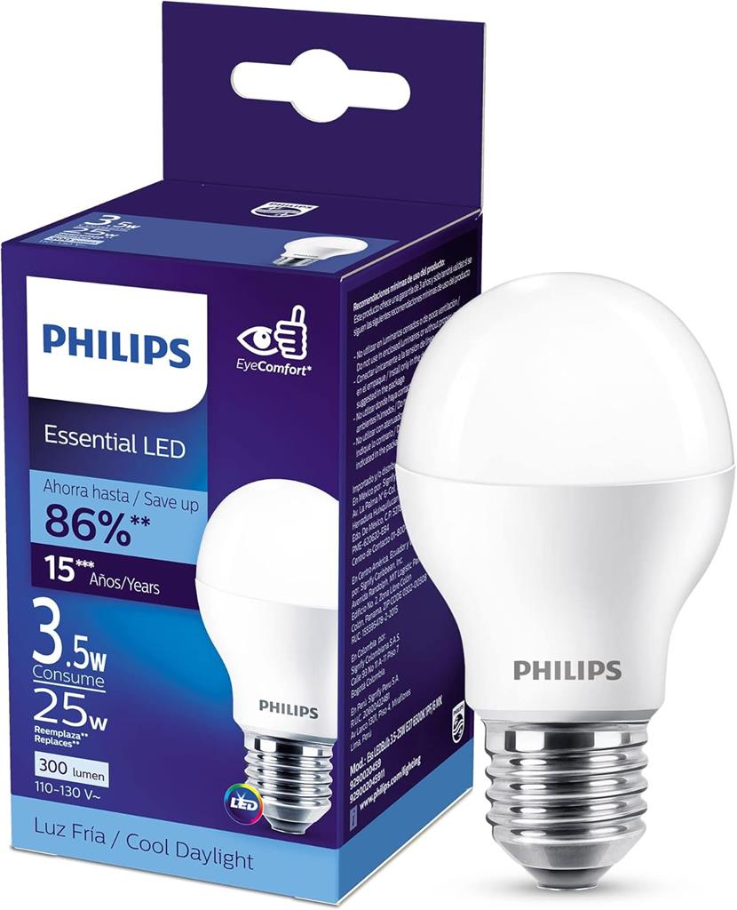 LAMP LED A19 E26 3.5W 120V 65K ON/OFF PHILIPS