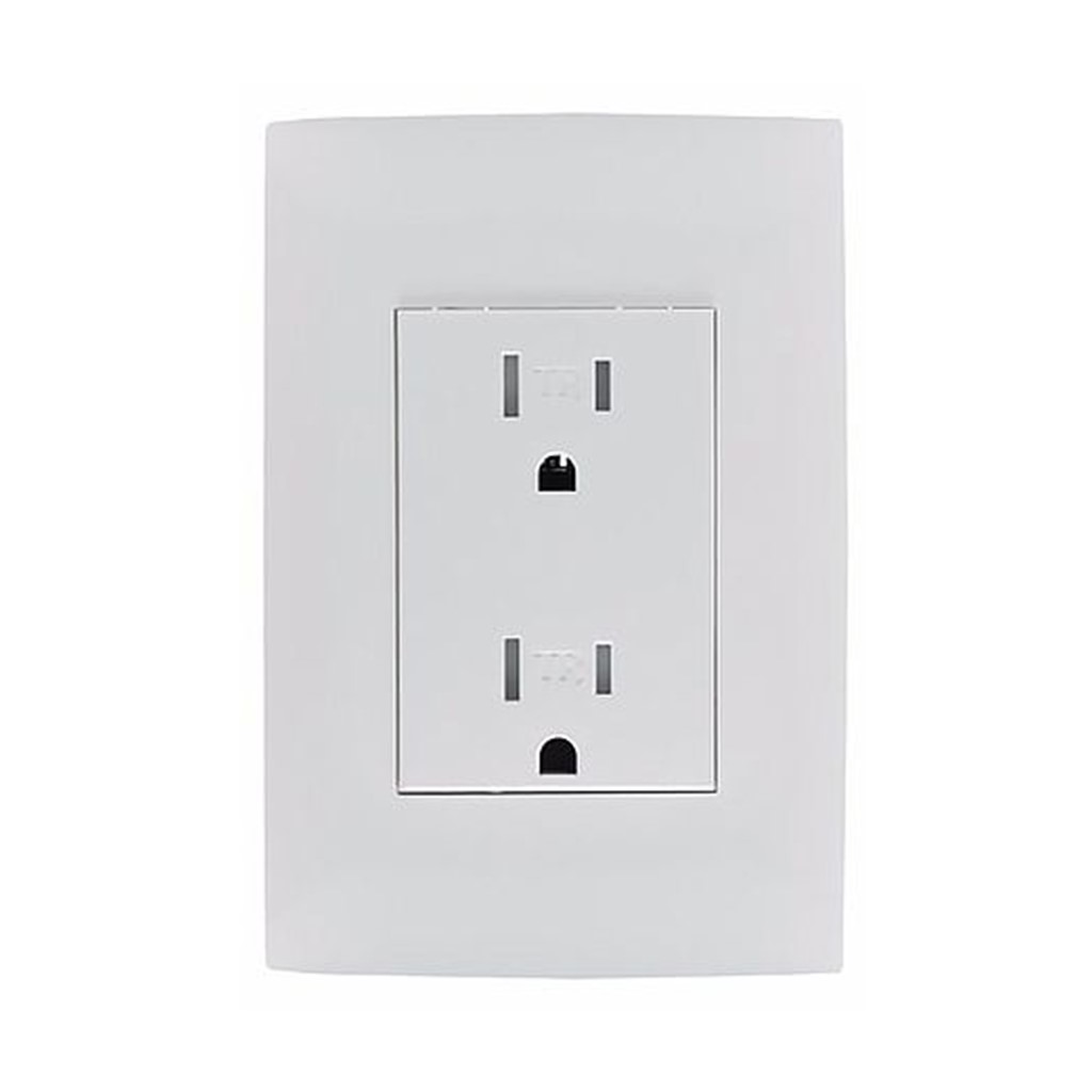 CONTACTO DUPLEX TAMPER RESISTANT 15A-125-250V BLANCO C/PLACA