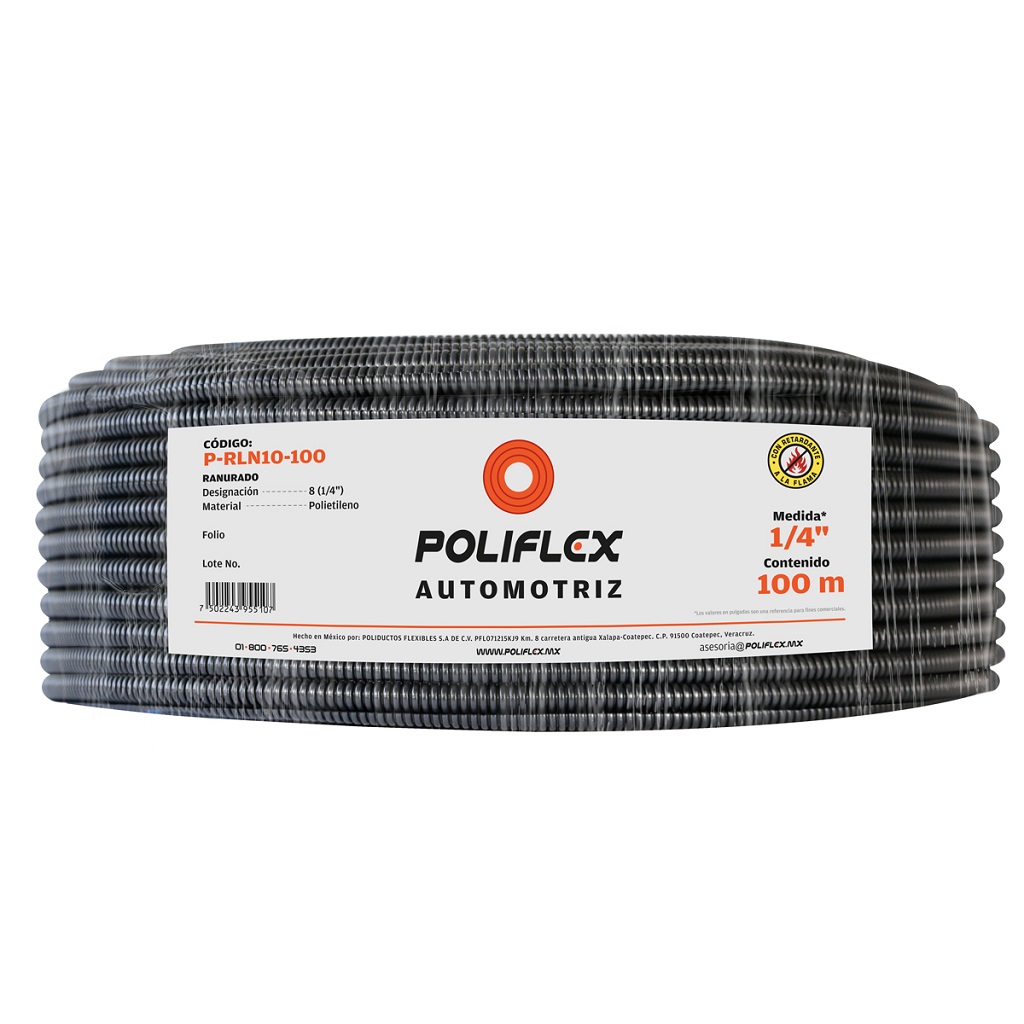 POLIFLEX NEGRO RANURADO ROLLO 100 MTS 1/4PG