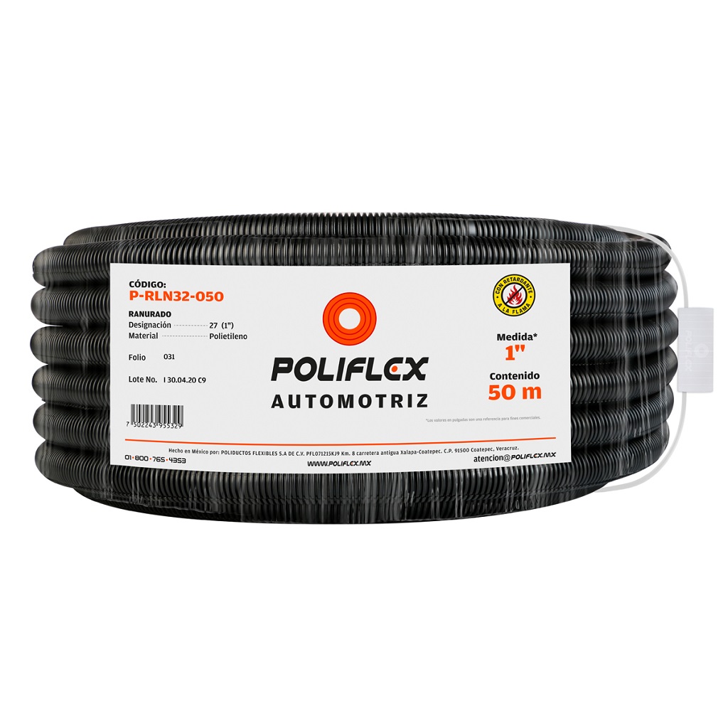 POLIFLEX NEGRO RANURADO ROLLO 50 MTS 1PG