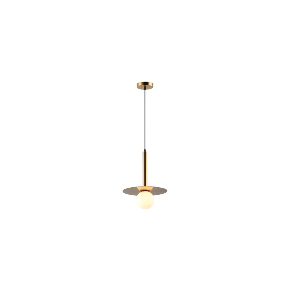 LUM SUSP E27 1X60W S/LAMP ORO/CRISTAL OPALINO FIONA
