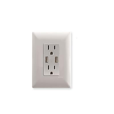 CONTACTO DUPLEX 2P +T 15A-125V PLATA C/2 USB C/PLACA