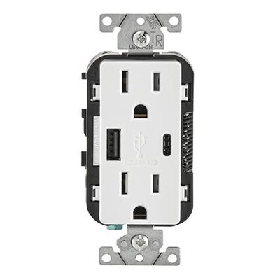 RECEPT DPLX USB 2.0A-C 15A 125V PBA/MANIP BLANCO DECORA