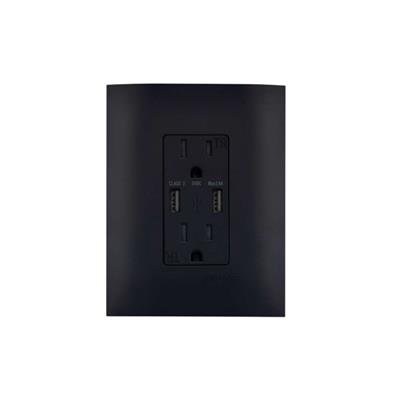 RECEPTACULO DX TR 2P+T 15A 125V 5-15R C/2USB 2.4A 5V+PLACA N