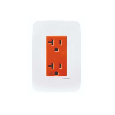 RECEPTACULO DUPLEX IG 2P+T 20A 125V 5-20R C/PLACA NARANJ/BCO