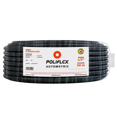 POLIFLEX NEGRO AUTOMOTRIZ RANURADO DE 1/2PG ROLLO 50M