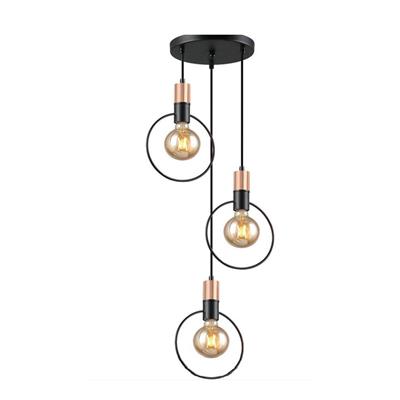 LUM SUSP E27X3 127V SIN LAMPS NEGRO/COBRE ATENAS 2G