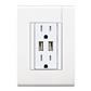 CONTACTO DUPLEX 2P+T 15A-127-250V BLANCO C/2 USB C/PLACA